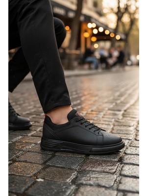 Enoch Ortopedik Siyah Oval Burunlu Rahat Düz Ayakkabı