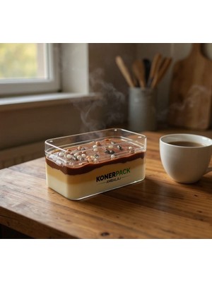 Rubikap 6'lı Tiramisu Cup 300 cc Mika Kase Plastik Şeffaf Kapaklı Sunum Kabı Tatlı & Meze ve Salata Kap