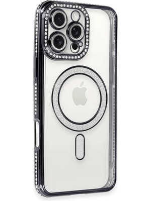 Alem Iphone 16 Pro Max Kılıf Joke Simli Magneticsafe Kılıf - Gri