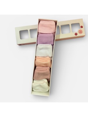 Butik Kız Bebek Pamuklu Anti Bacterial 6'lı Çorap 0-3 Ay Kutulu