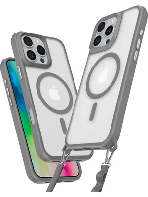 Alem Iphone 16 Pro Max Kılıf Enka Magsafe Silikon Kılıf - Titan Gri