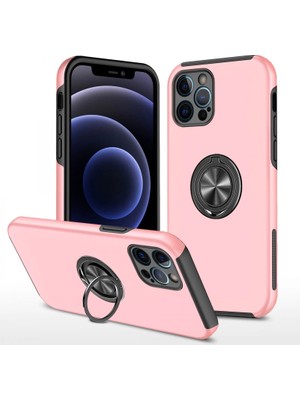Alem Iphone 12 Pro Kılıf Elit Yüzüklü Kapak - Pembe