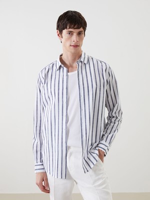 Lc Waikiki Yeni Sezon Slim Fit Uzun Kollu Çizgili Poplin Erkek Gömlek
