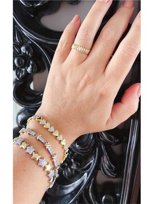 Normadia Şık Kalp Tasarımlı Zirkon Taşlı Bileklik, Zarif ve Parlak Takı Hediye