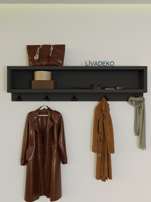 Duvar Portmanto Askılığı – Elbise & Mont & Kıyafet Askısı, Antrasit 80 cm