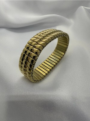 BG Jewellery Vıp Gold Lastikli Desenli Çelik Bileklik