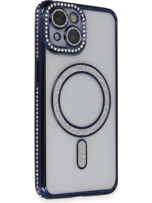Alem Iphone 14 Kılıf Joke Simli Magneticsafe Kılıf - Lacivert