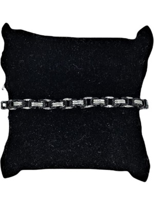 Normadia Şık Siyah Beyaz Çelik Erkek Bileklik, Modern Takı Aksesuarı