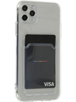 Alem Iphone 11 Pro Max Kılıf Kart Şeffaf Silikon - Şeffaf