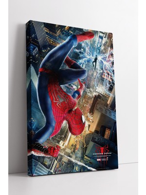 Mushen Studıo Spider-Man Şehir Savaşı Marvel Kanvas Tablo Dinamik Örümcek Adam Aksiyon Sahnesi Duvar Dekoru