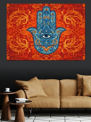 Mushen Studio Mushen Studıo Mavi Fatma’nın Eli Motifi Dekoratif Kanvas - Mdf Ahşap Tablo