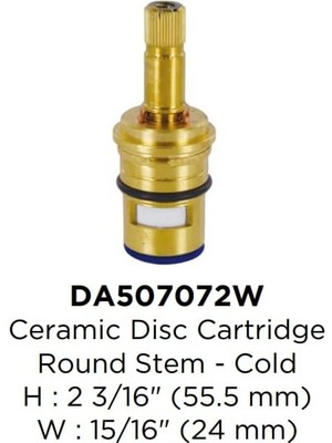 DA507072W Yedek Pirinç Seramik Disk Musluk Kartuşu Soğuk Su Tarafı Için Yuvarlak Spline