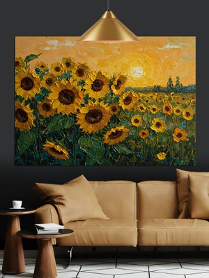 Mushen Studio Mushen Studıo Ayçiçeği Tarlası Mavi Gökyüzü Dekoratif Kanvas - Mdf Ahşap Tablo