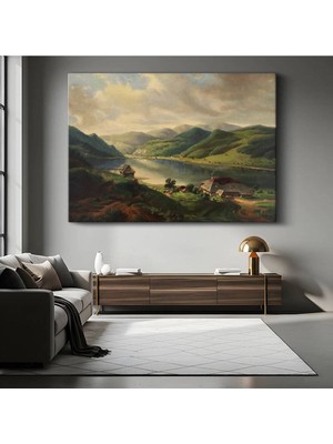 Mushen Studio Mushen Studıo Albert Bierstadt Alp Dağları Peyzaj Resmi Kanvas Tablo Duvar Tablosu Dekoratif Ressam Tablosu