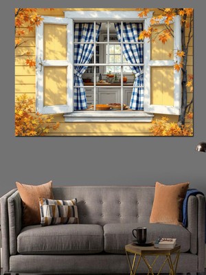 Mushen Studio Mushen Studıo Sarı Çerçeveli Pencere Dekoratif Kanvas - Mdf Ahşap Tablo