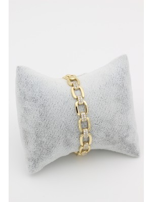 Normadia 14 Ayar Altın Kaplama Kare Zirkon Taşlı Şık Bileklik