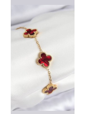 Normadia Şık Çelik Bordo Sedefli Bileklik, Zarif ve Modern Takı Tasarımı