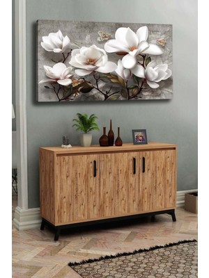 Mushen Studıo Kanvas Duvar Tablosu Beyaz Çiçek Temalı Dekoratif Tablo Hd Dijital Baskı Yatay Kanvas Tablo