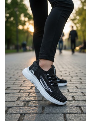 Enoch Ortopedik Damalı Panel Tasaım Fileli Sportif Ayakkabı