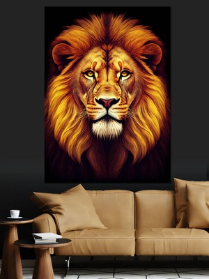 Mushen Studıo Aslan Portresi Dekoratif Kanvas - Mdf Ahşap Tablo