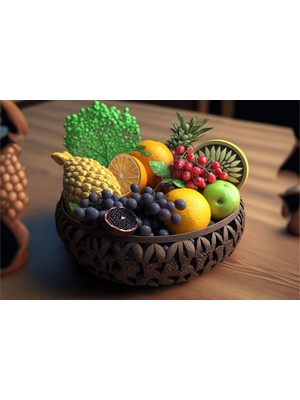 Mushen Studıo Meyve Dolu Sepet Mutfak Pastahane ve Kafelere Asmalık Kanvas Tablo