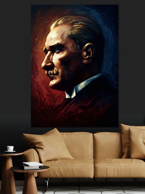 Mushen Studıo Yan Profil Mustafa Kemal Atatürk Dekoratif Kanvas - Mdf Ahşap Tablo