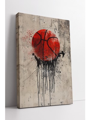 Mushen Studıo Kırmızı Basketbol Topu Spor Sanat Temalı Modern Minimal Tarz Dekoratif Kanvas Duvar Tablo