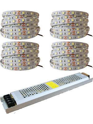 LED 4040 Yeni Nesil 20 Metre Şerit + 12V 25 300 Watt Trafo Oturma Odası, Yatak Odası ve Mutfak Için Gizli Aydınlatma (Beyaz)