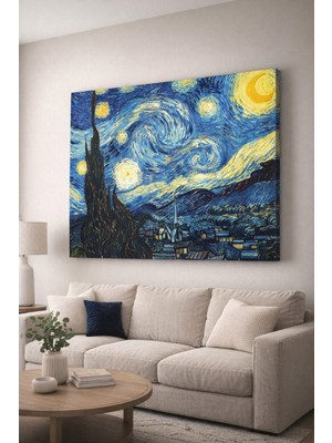 Mushen Studıo Vincent Van Gogh Yıldızlı Gece Kanvas Tablo - Dekoratif Modern Duvar Sanatı