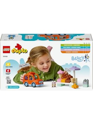 Bluey ile Dondurma Gezisi 10458-2 Yaş ve Üzeri Çocuklar Için Araçlı Rol Oyunu Sunan Yaratıcı Yapım Seti, Doğum Günü Hediye Fikri (22 Parça)