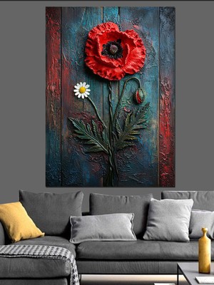 Mushen Studio Mushen Studıo Gelincik Çiçeği Duvarı Dekoratif Kanvas - Mdf Ahşap Tablo