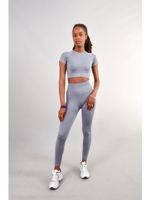 gymphoenix Oslo Gri Kısa Kol Tayt Takım