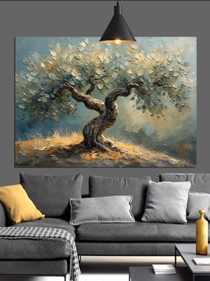 Mushen Studıo Kökleri Güçlü Zeytin Ağacı Dekoratif Kanvas - Mdf Ahşap Tablo