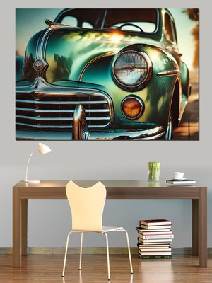 Mushen Studıo Retro Araba Detayı Dekoratif Kanvas - Mdf Ahşap Tablo