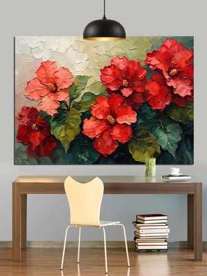 Mushen Studio Mushen Studıo Yoğun Kırmızı Tonlarda Çiçek Buketi Dekoratif Kanvas - Mdf Ahşap Tablo