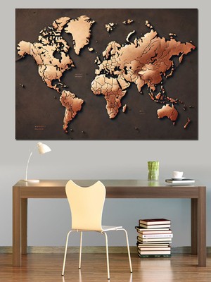 Mushen Studio Mushen Studıo Antik Dünya Haritası Dekoratif Kanvas - Mdf Ahşap Tablo