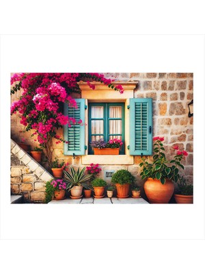 Mushen Studıo Çiçeklerle Kaplı Pencere Desenli Mdf Tablo