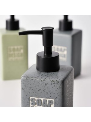 500ML Seramik Sıvı Sabunluk, Mat Taş Dokulu ve Kare Tasarım, Siyah Pompalı Banyo ve Mutfak Deterjan Dispenser (1 Adet - Asorti/karışık Renk Gönderilir)