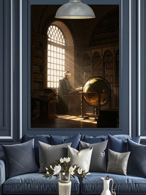 Mushen Studio Mushen Studıo Kütüphane Eski Dünya Dekoratif Kanvas - Mdf Ahşap Tablo