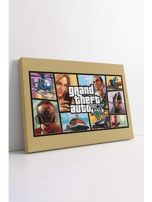 Mushen Studio Mushen Studıo Gta 5 Bilgisayar Oyun Afişi Rp Dekoratif Kanvas Tablo, Bilgisayar Yayıncı Oyun Odası Için Dekor
