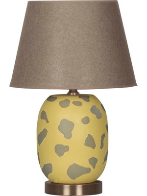 Moena Studio Modern El Yapımı Sarı/Yeşil  Marakesh Seramik Abajur  - Bej Dokulu Başlık