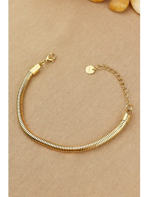 Normadia Şık Kalın Yılan Zincir Çelik Bileklik 18+5cm, Paslanmaz ve Dayanıklı