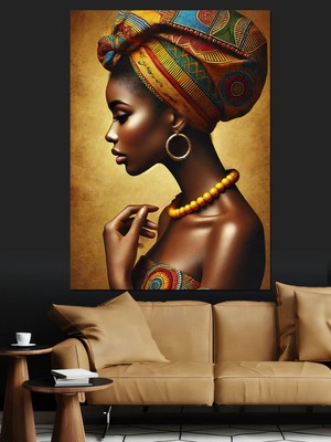 Mushen Studıo Afrikalı Kadın Portresi Dekoratif Kanvas - Mdf Ahşap Tablo