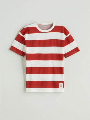 Lc Waikiki Yeni Sezon Bisiklet Yaka Çizgili Erkek Çocuk Tişört