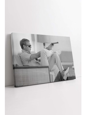 Mushen Studıo Steve Mcqueen Kanvas Tablo, Altı Patlar Tablo, Siyah Beyaz Dekor Tablo, Cool Poz Kanvas, Lüks Tablo