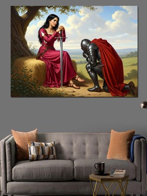 Mushen Studıo Pin-Up Kırmızı Elbiseli Kadın Dekoratif Kanvas - Mdf Ahşap Tablo