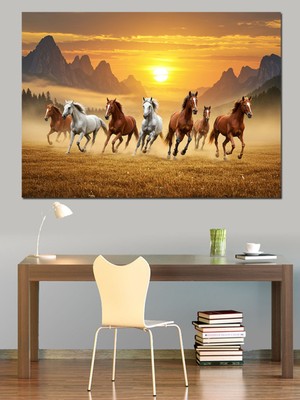 Mushen Studıo Gün Batımında Atlılar Dekoratif Kanvas - Mdf Ahşap Tablo