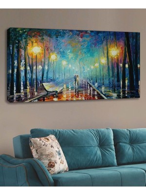 Mushen Studıo Yağlı Boya Görünümlü Boya Görünümlü Duvar Dekorasyon Işıklı Yol Hd Dijital Baskı Yatay Kanvas Tablo
