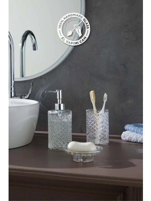 Selen Concept Kafes Model El Yapımı Cam Banyo Seti 3'lü Takım