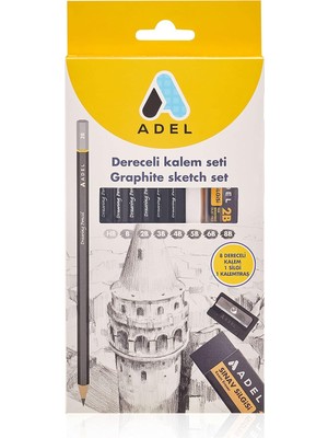 Eco Lounge Dereceli Kurşun Kalem Seti, 8’li, Hb-8b, Silgisi ve Kalemtıraş Hediyeli, Teknik Çizim ve Eskiz Için